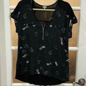 Kismet Black Floral Blouse with Zipper
